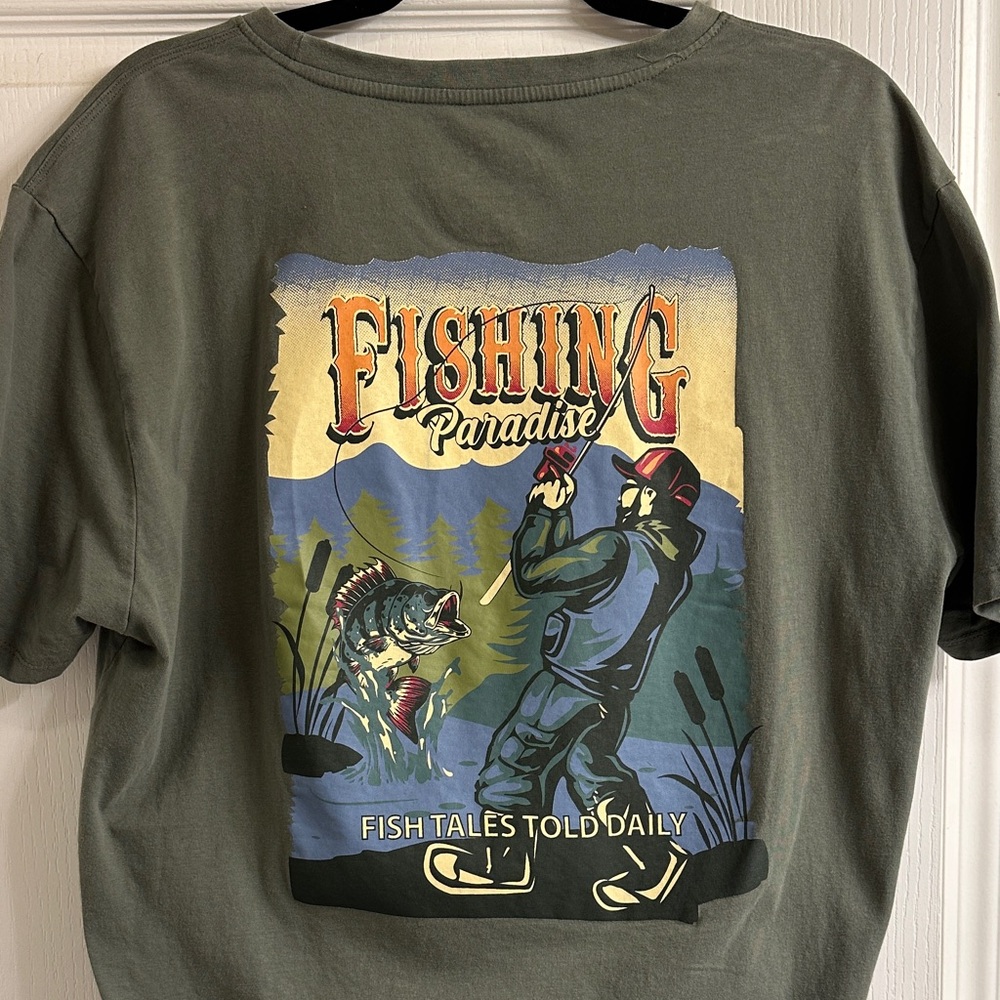 Nickel & Iron Olive Green Crewneck T-Shirt with Fish Embroidery